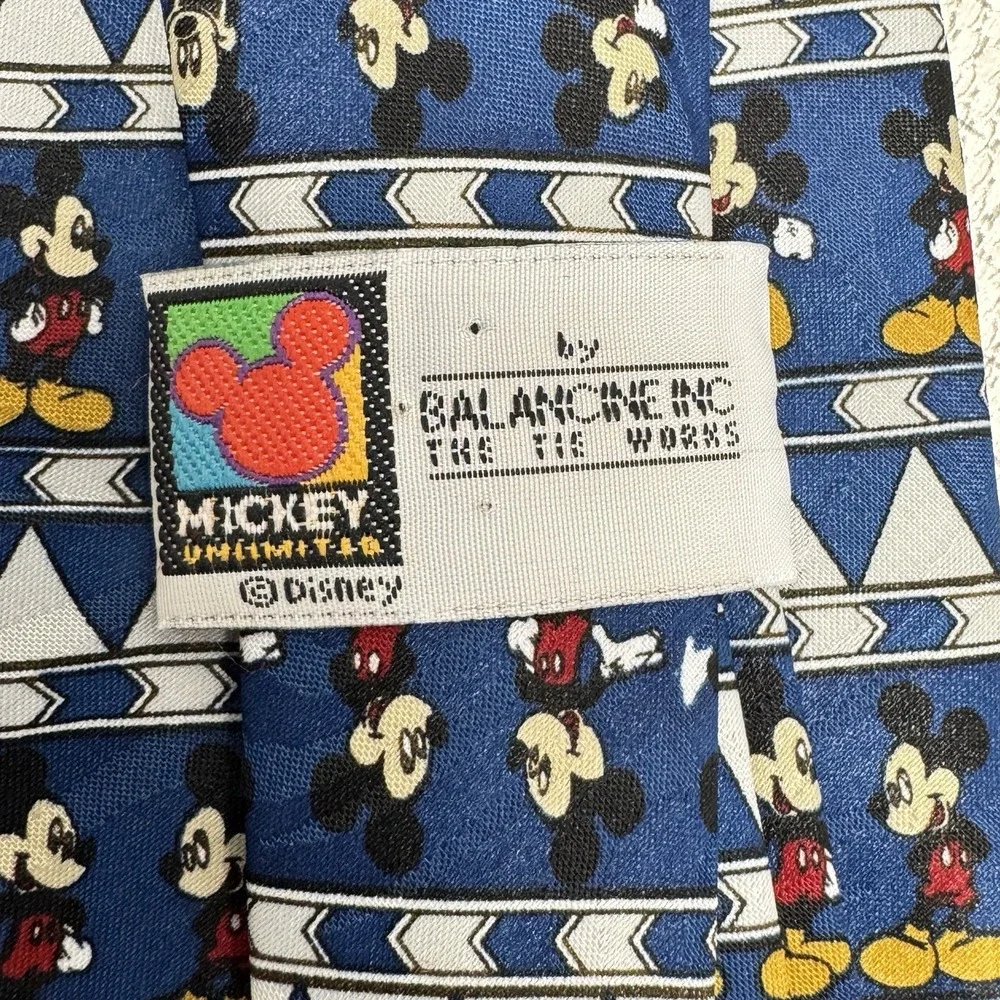 Mickey Unlimited Necktie Mens Blue Mickey Mouse‎ Geometric 90s Disneycore Retro